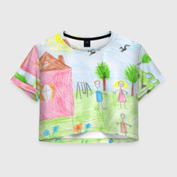 Женская футболка Crop-top 3D Детские рисунки