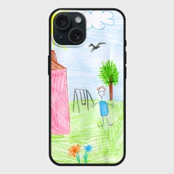 Чехол силиконовый для Apple iPhone 15 матовый Детские рисунки