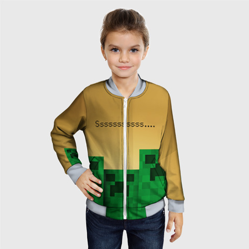 Детский бомбер 3D Minecraft, цвет серый - фото 3