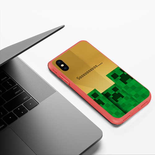 Чехол для iPhone XS Max матовый Minecraft, цвет красный - фото 5