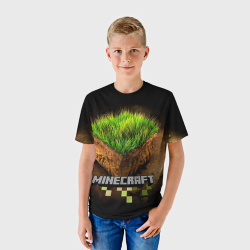 Детская футболка 3D с принтом Minecraft, фото на моделе #1