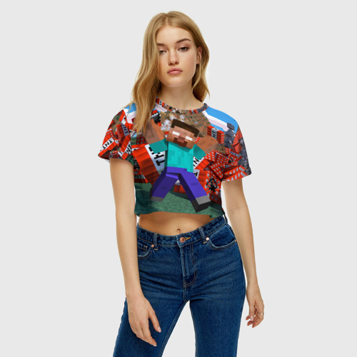 Женская футболка Crop-top 3D Minecraft, цвет 3D печать - фото 4