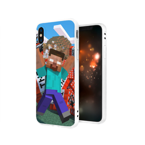 Чехол для Apple iPhone X силиконовый матовый Minecraft Фото 01 Чехол для Apple iPhone X силиконовый матовый Minecraft Фото 01