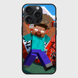 Чехол силиконовый для Apple iPhone 15 Pro матовый Minecraft