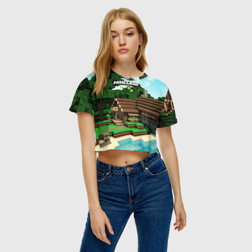 Женская футболка Crop-top 3D Minecraft, цвет 3D печать - фото 3