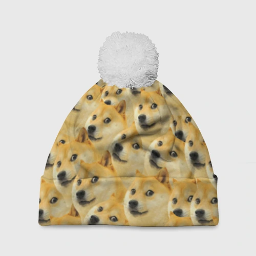 Шапка 3D c помпоном Doge