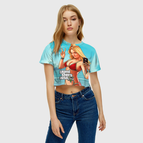 Женская футболка Crop-top 3D GTA, цвет 3D печать - фото 4