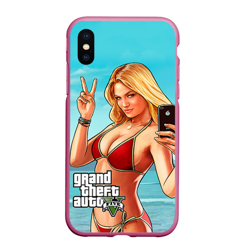 Чехол для iPhone XS Max матовый GTA, цвет малиновый