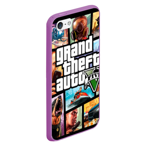 Чехол для iPhone 5/5S матовый GTA, цвет фиолетовый - фото 3