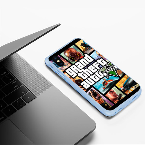 Чехол для iPhone XS Max матовый GTA, цвет голубой - фото 5