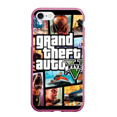 Чехол для iPhone 7/8 матовый GTA, цвет малиновый