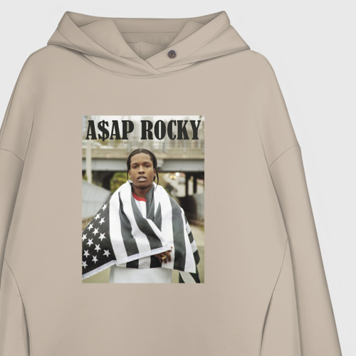 Женское худи Oversize хлопок Asap Rocky, цвет миндальный - фото 3