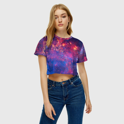 Женская футболка Crop-top 3D Космос, цвет 3D печать - фото 4