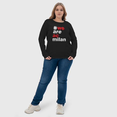 Женский лонгслив хлопок We are AC Milan, цвет черный - фото 6