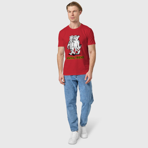 Мужская футболка хлопок Fallout 3, Animal friend, цвет красный - фото 5