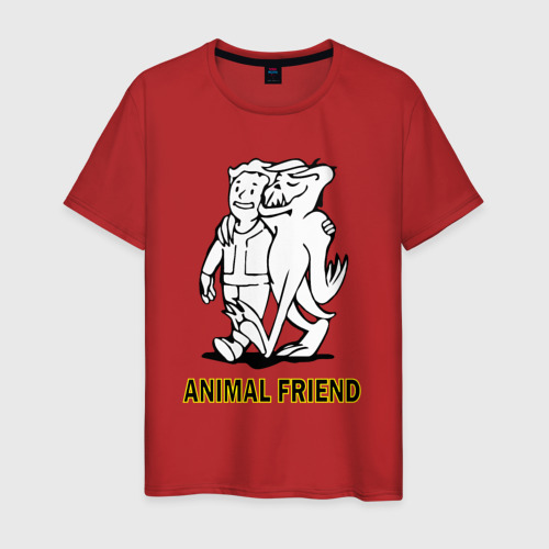 Мужская футболка хлопок Fallout 3, Animal friend, цвет красный