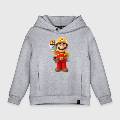 Детское худи Oversize хлопок Super Mario, цвет меланж