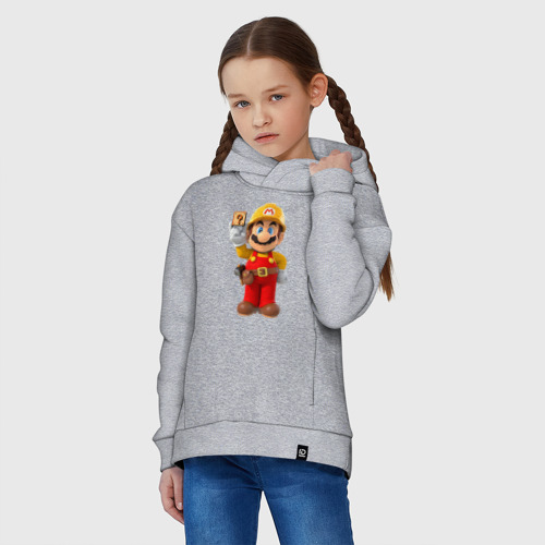 Детское худи Oversize хлопок Super Mario, цвет меланж - фото 3