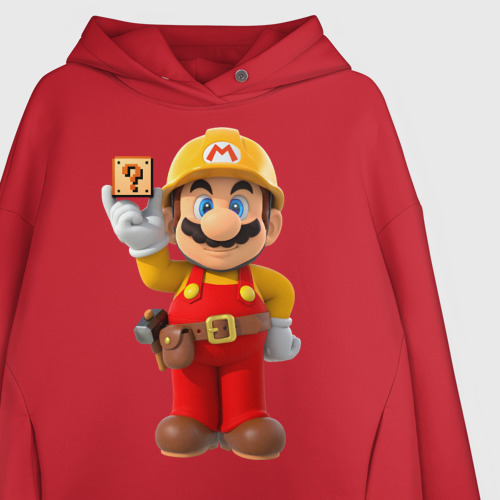 Женское худи Oversize хлопок Super Mario, цвет красный - фото 3