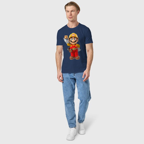 Мужская футболка хлопок Super Mario, цвет темно-синий - фото 5