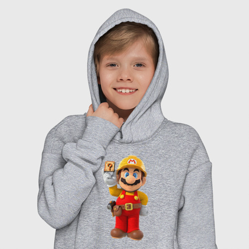 Детское худи Oversize хлопок Super Mario, цвет меланж - фото 12