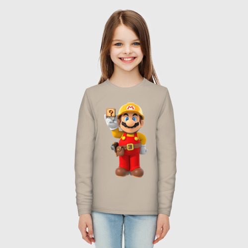 Детский лонгслив хлопок Super Mario, цвет миндальный - фото 5