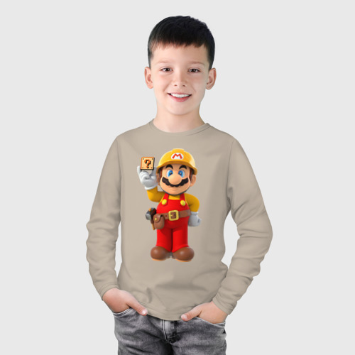 Детский лонгслив хлопок Super Mario, цвет миндальный - фото 3