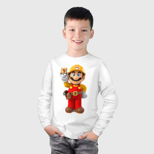 Детский лонгслив хлопок Super Mario, цвет белый - фото 3