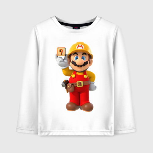 Детский лонгслив хлопок Super Mario, цвет белый