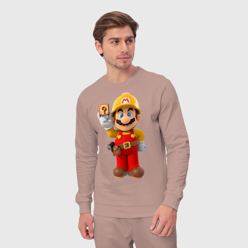 Мужской костюм хлопок Super Mario, цвет пыльно-розовый - фото 5