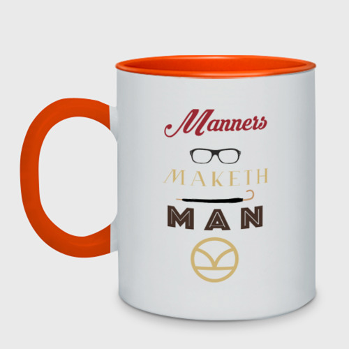 Кружка двухцветная Manners Maketh Man [Kingsman] , цвет белый + оранжевый