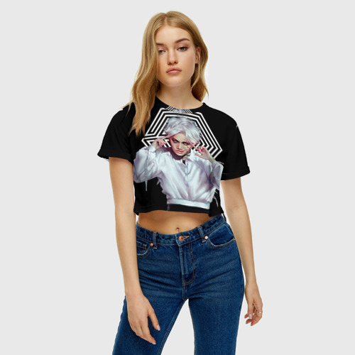 Женская футболка Crop-top 3D Exo, цвет 3D печать - фото 4