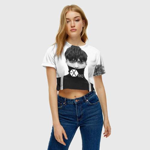 Женская футболка Crop-top 3D Exo, цвет 3D печать - фото 3