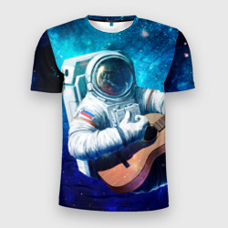 Мужская футболка 3D Slim Космонавт с гитарой