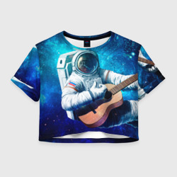 Женская футболка Crop-top 3D Космонавт с гитарой