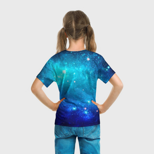 Детская футболка 3D с принтом Космонавт с гитарой, вид сзади #2