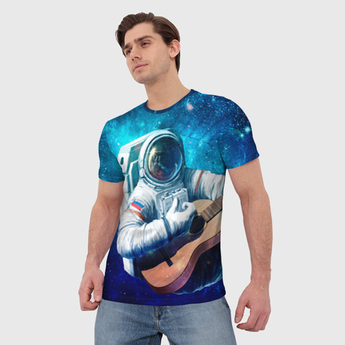 Мужская футболка 3D Космонавт с гитарой, цвет 3D печать - фото 3