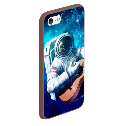 Чехол для iPhone 5/5S матовый Космонавт с гитарой, цвет коричневый - фото 3