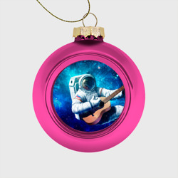 Стеклянный ёлочный шар Космонавт с гитарой