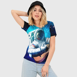 Женская футболка 3D Slim Космонавт с гитарой - фото 2