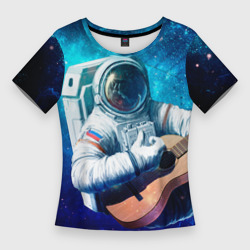 Женская футболка 3D Slim Космонавт с гитарой