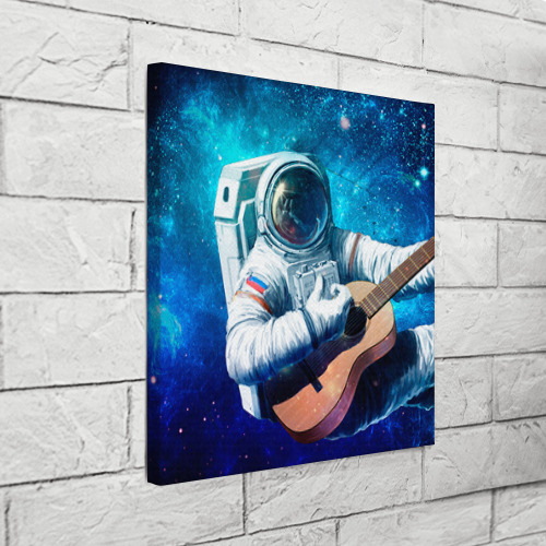 Холст квадратный Космонавт с гитарой, цвет 3D печать - фото 3