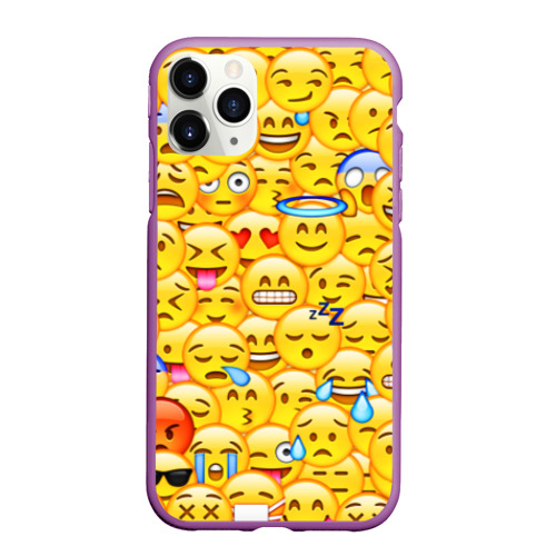 Чехол для iPhone 11 Pro Max матовый Emoji, цвет фиолетовый