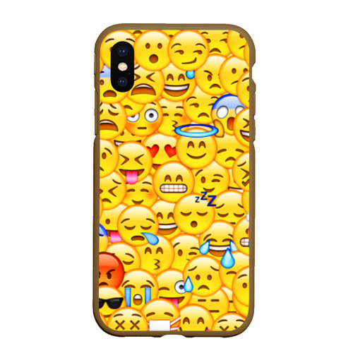 Чехол для iPhone XS Max матовый Emoji, цвет коричневый
