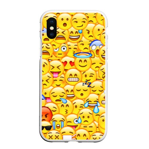 Чехол для iPhone XS Max матовый Emoji, цвет белый