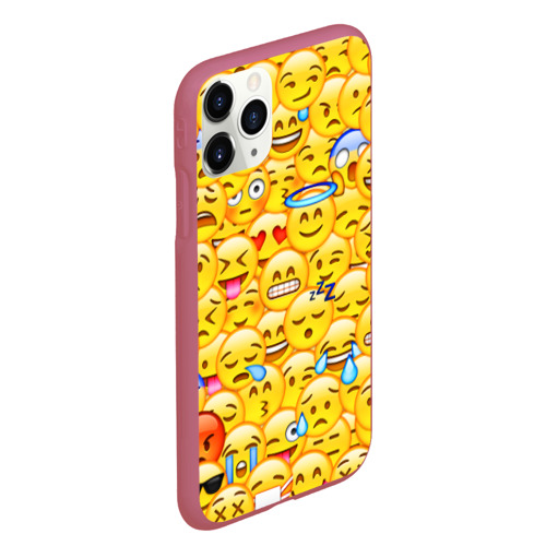 Чехол для iPhone 11 Pro Max матовый Emoji, цвет малиновый - фото 3