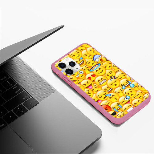 Чехол для iPhone 11 Pro Max матовый Emoji, цвет малиновый - фото 5