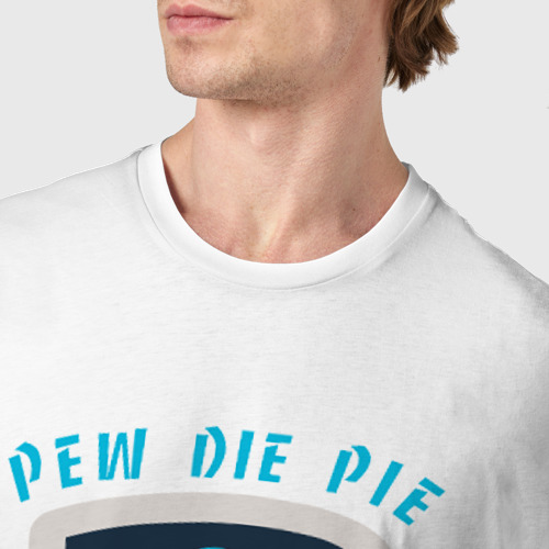 Мужская футболка хлопок Pew Die Pie брофист знак, цвет белый - фото 6