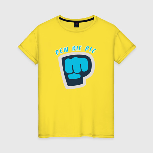 Женская футболка хлопок Pew Die Pie брофист знак, цвет желтый