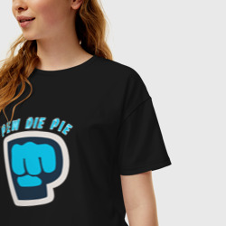 Женская футболка хлопок Oversize Pew Die Pie брофист знак - фото 2